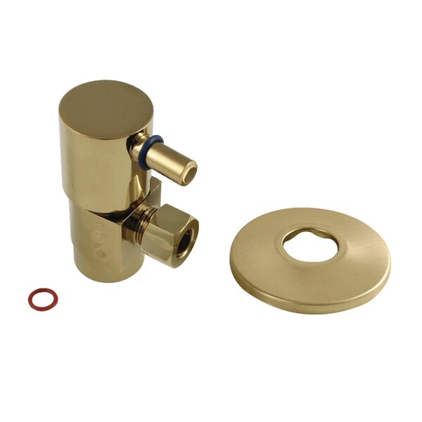 Kingston Brass 1/2"IPS x 3/8"O.D. Anti-Seize Deluxe Quarter-Turn Ceramic Hardisc Cartridge Angle Stop, Brushed Brss CD43307DLK - main